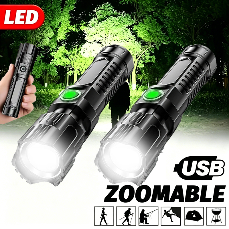 Outdoor Lighting Setup - Super Bright LED Flashlight USB Rechargeable