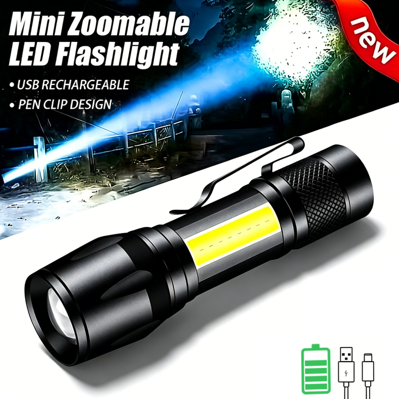 Outdoor Lighting Nearby - Mini LED Flashlight COB+XPE Portable Torch