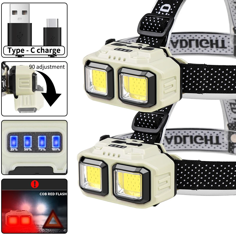 COB LED Headlamp Rechargeable  - Outdoor Lighting Xmas 评论和价格