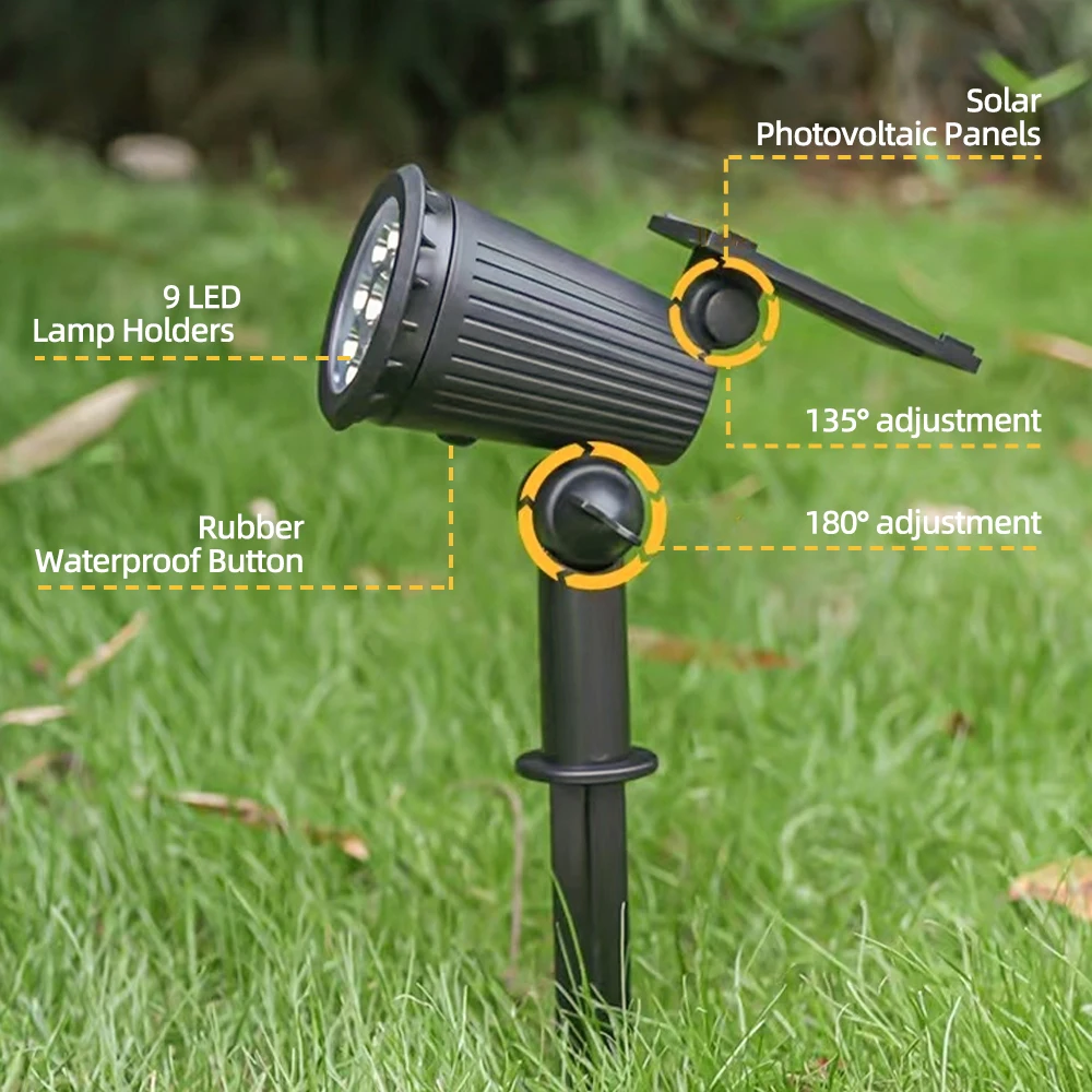 1/2PCS Solar Powered 9LED Lamp - Outdoor Lighting Lux 评论和价格