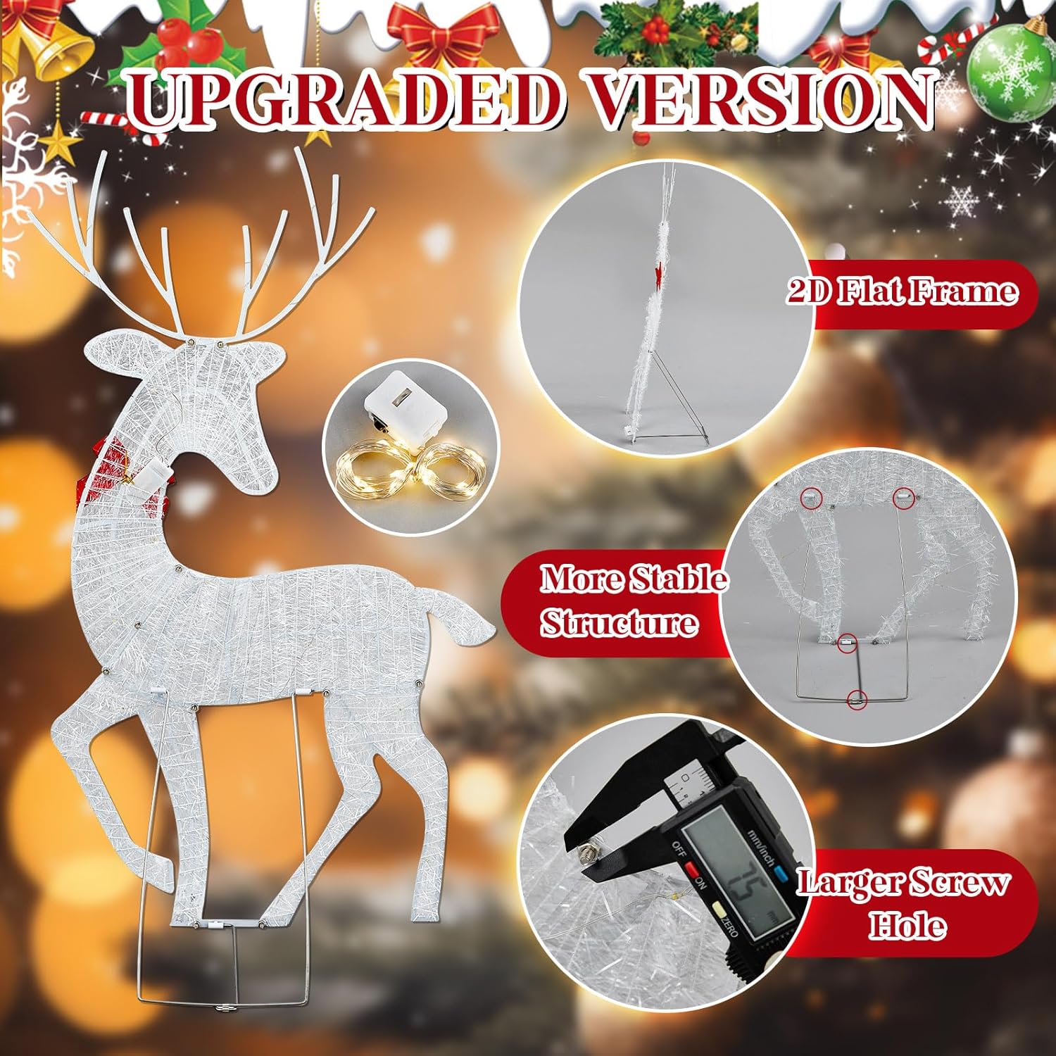 2D Lighted Reindeer Christmas  - Outdoor Lighting Xmas 评论和价格
