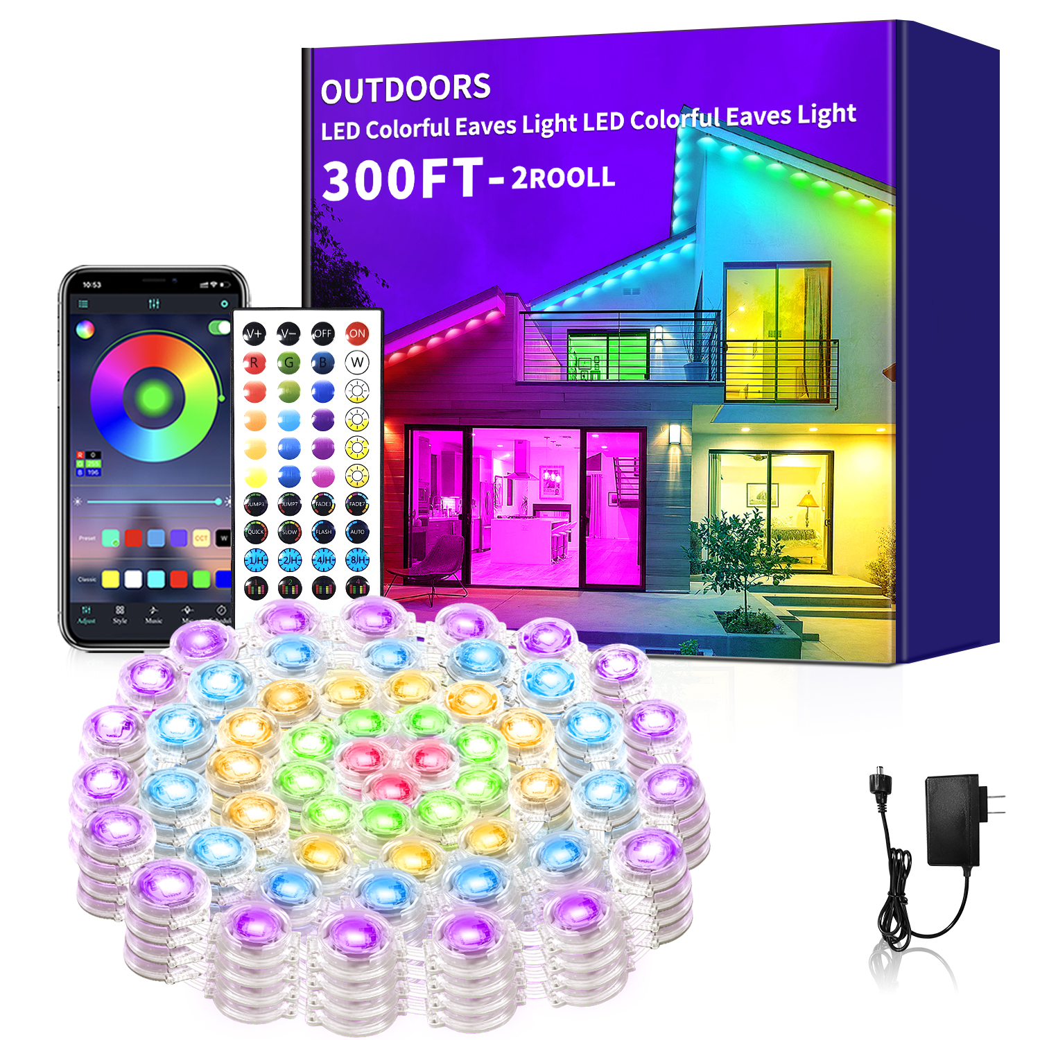 300ft Permanent Outdoor Light, - Outdoor Lighting Under Eaves 评论和价格