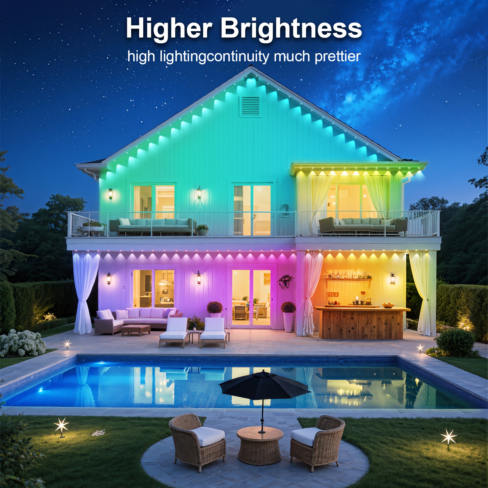 200FT Permanent Outdoor Lights - Outdoor Lighting Under Eaves 评论和价格