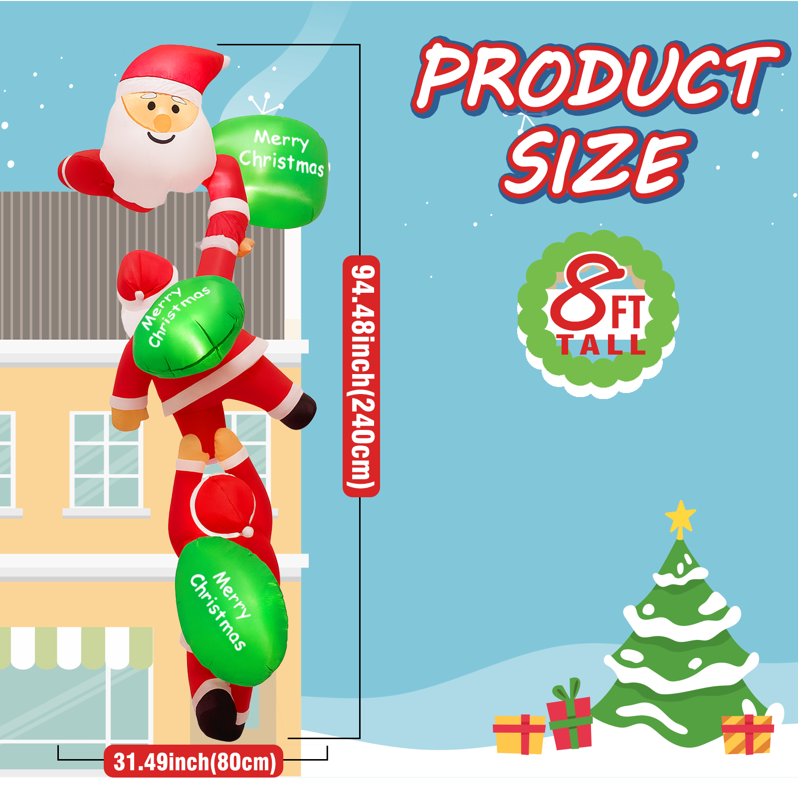 8FT Christmas Inflatable Outdo - Outdoor Lighting Xmas 评论和价格