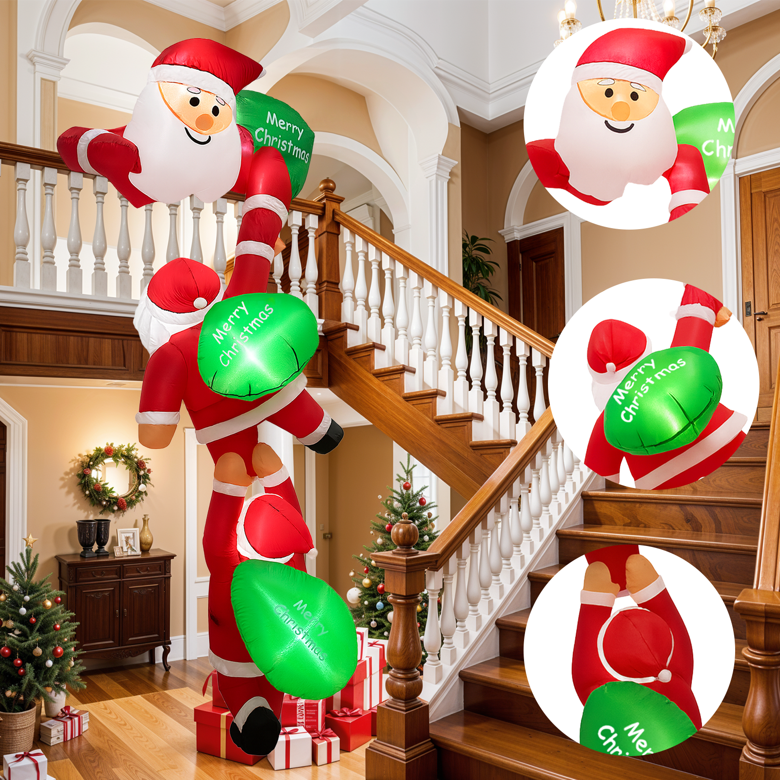 8FT Christmas Inflatable Outdo - Outdoor Lighting Xmas 评论和价格