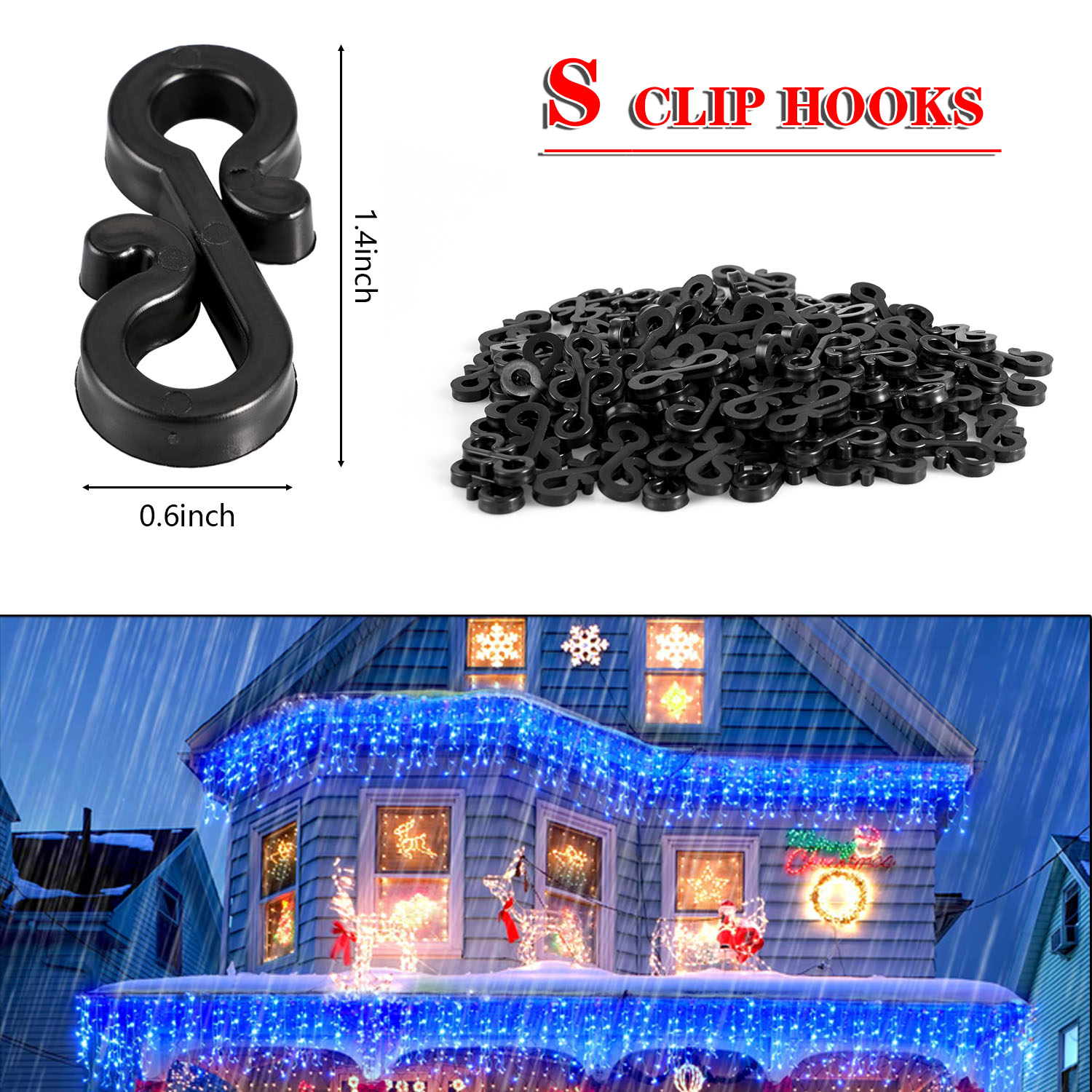 120Pcs Plastic Hooks Gutter Ho - Outdoor Lighting Xmas 评论和价格