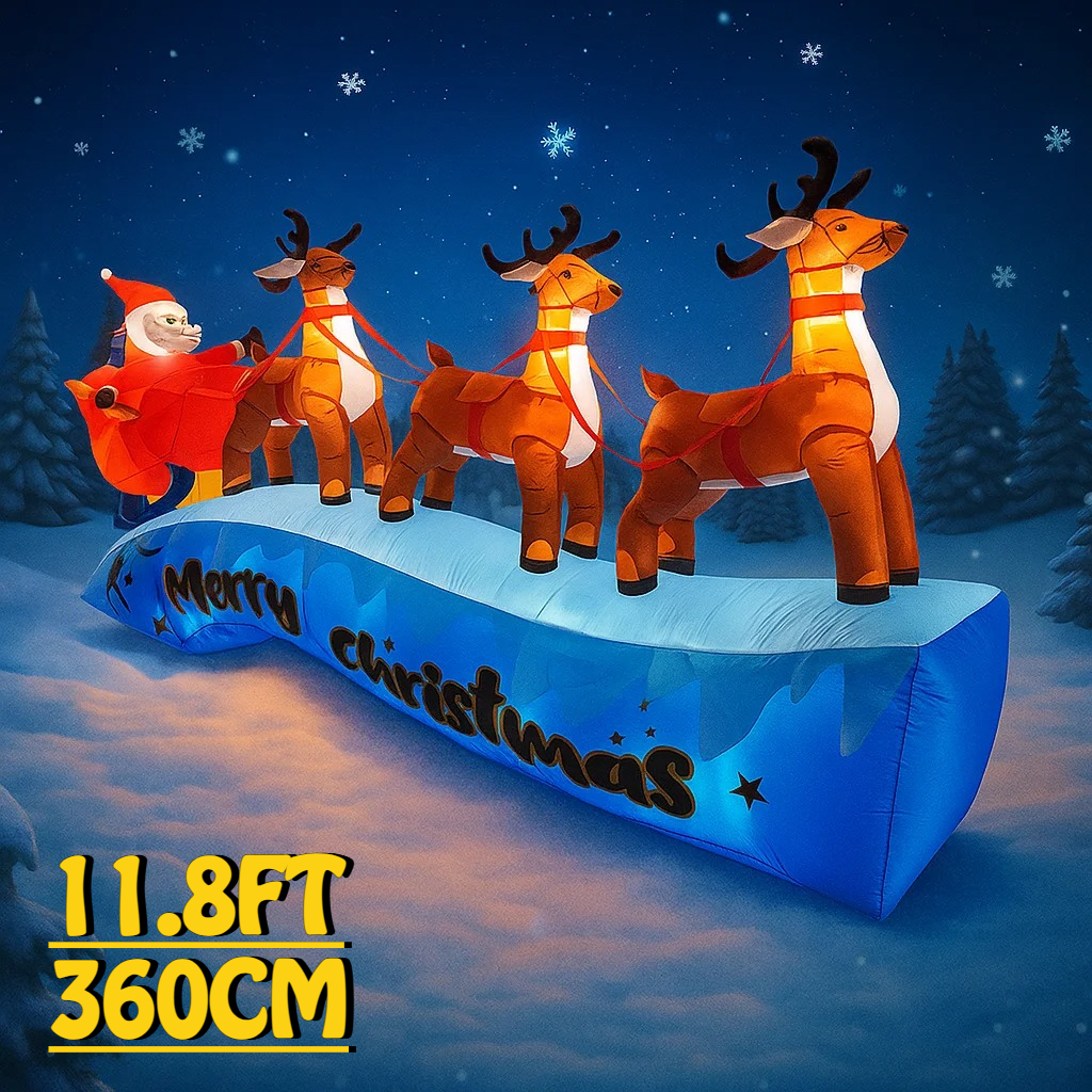 11.8FT Santa Claus Reindeer Sl - Outdoor Lighting Xmas 评论和价格