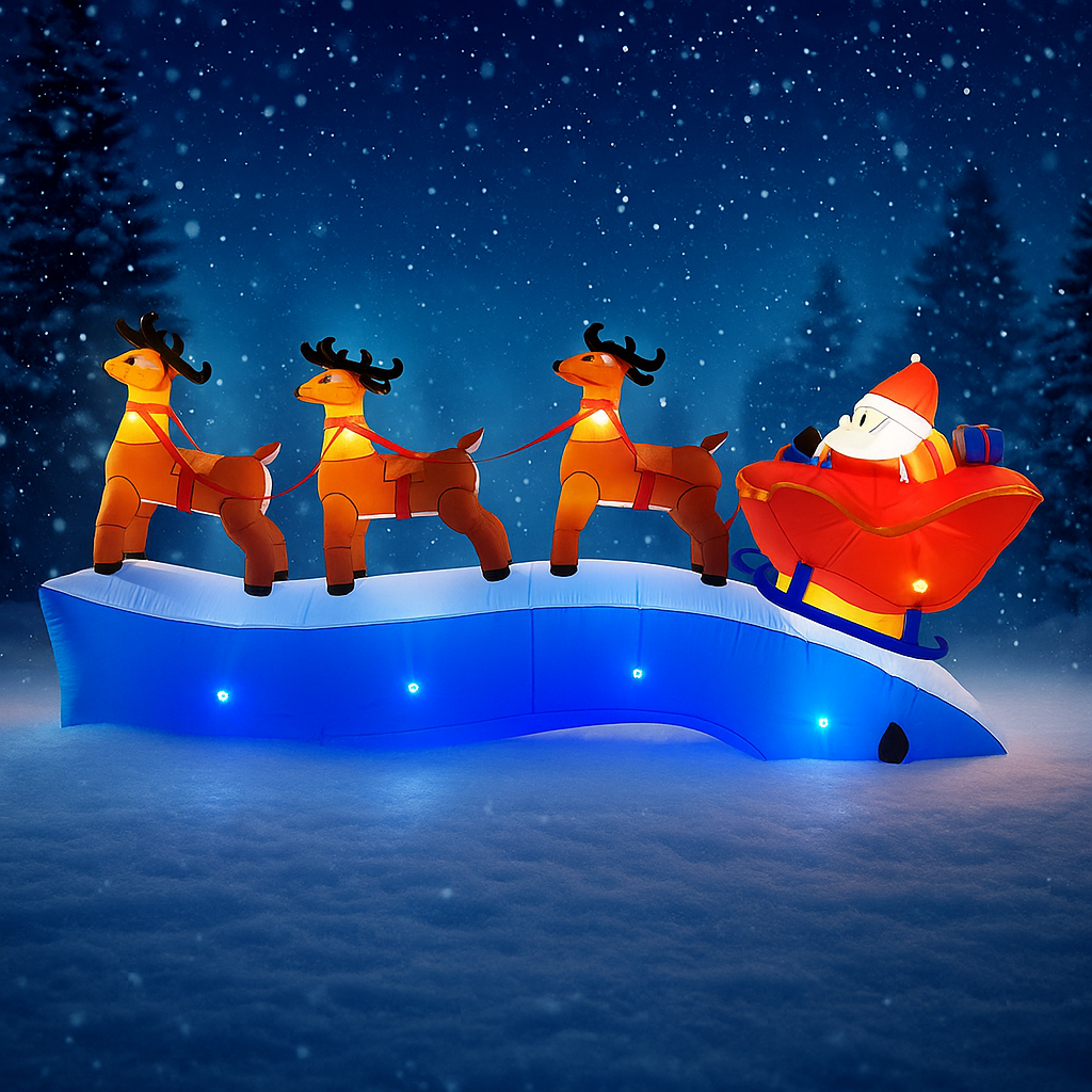 11.8FT Santa Claus Reindeer Sl - Outdoor Lighting Xmas 评论和价格