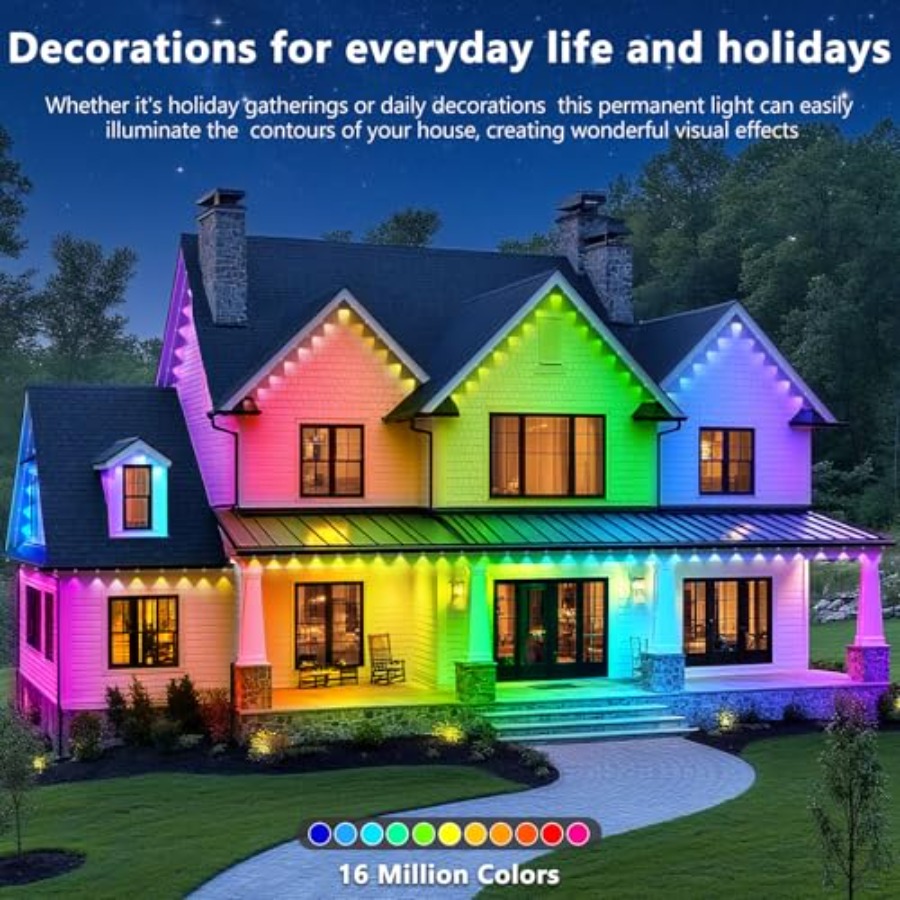 300Feet Permanent Outdoor Ligh - Outdoor Lighting Under Eaves 评论和价格